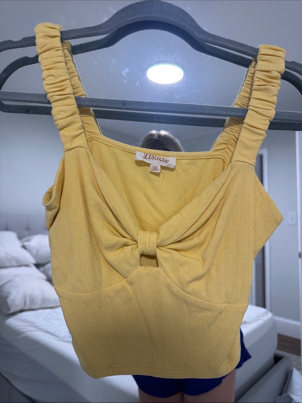 Listicle Yellow Knot-Front Ribbed Camisole